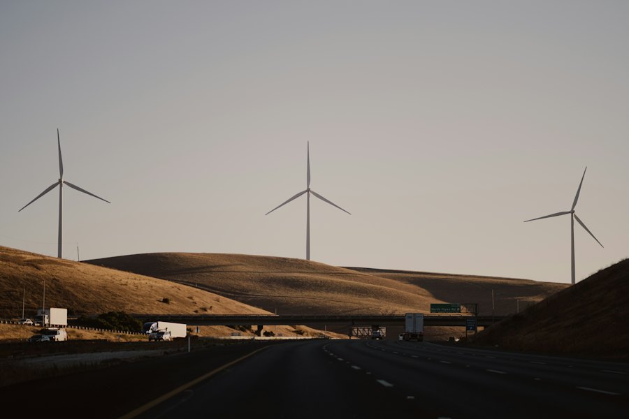 Rolling hills and wind turbines near Vacaville
